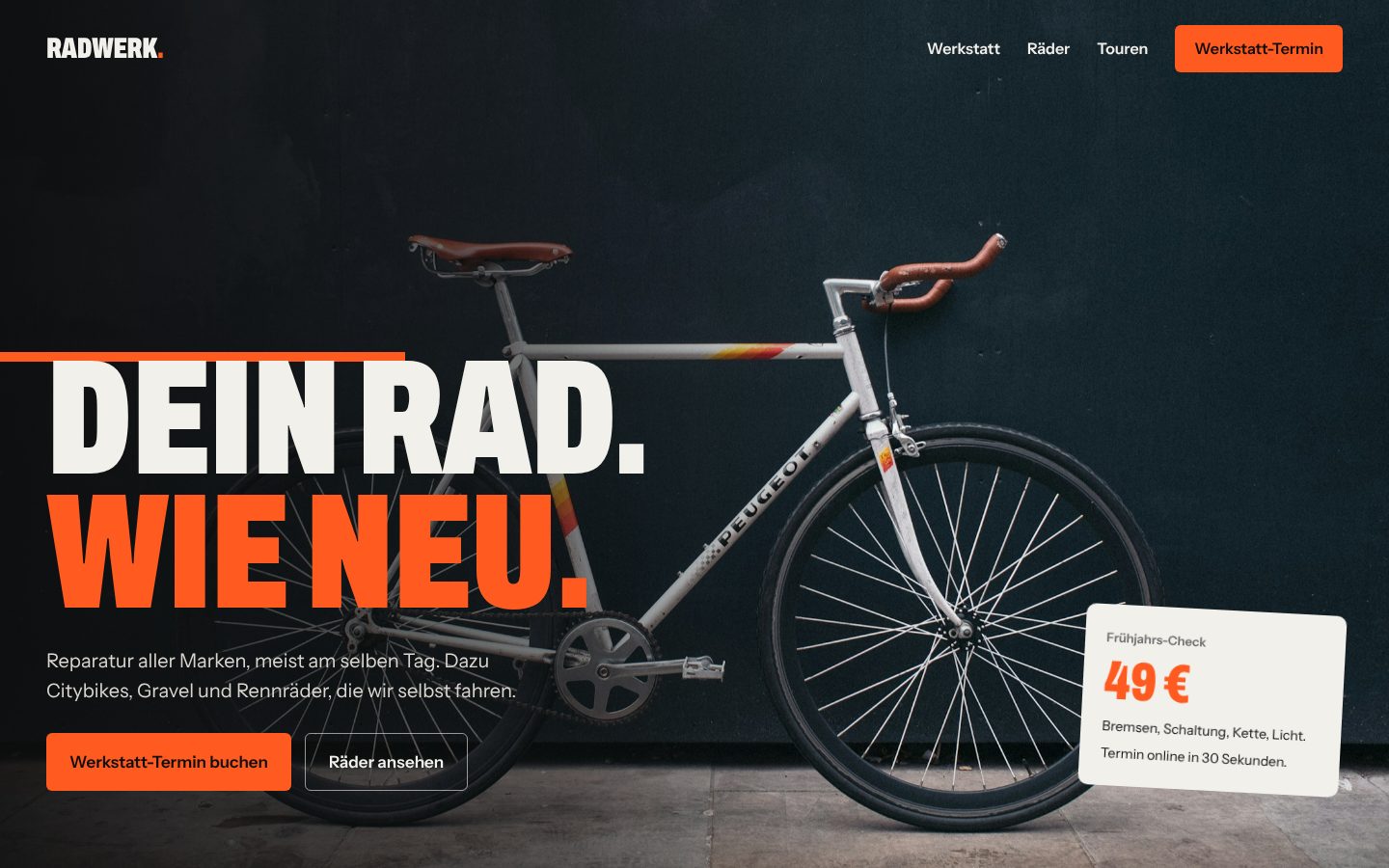 Neue Webseite desselben Fahrradladens