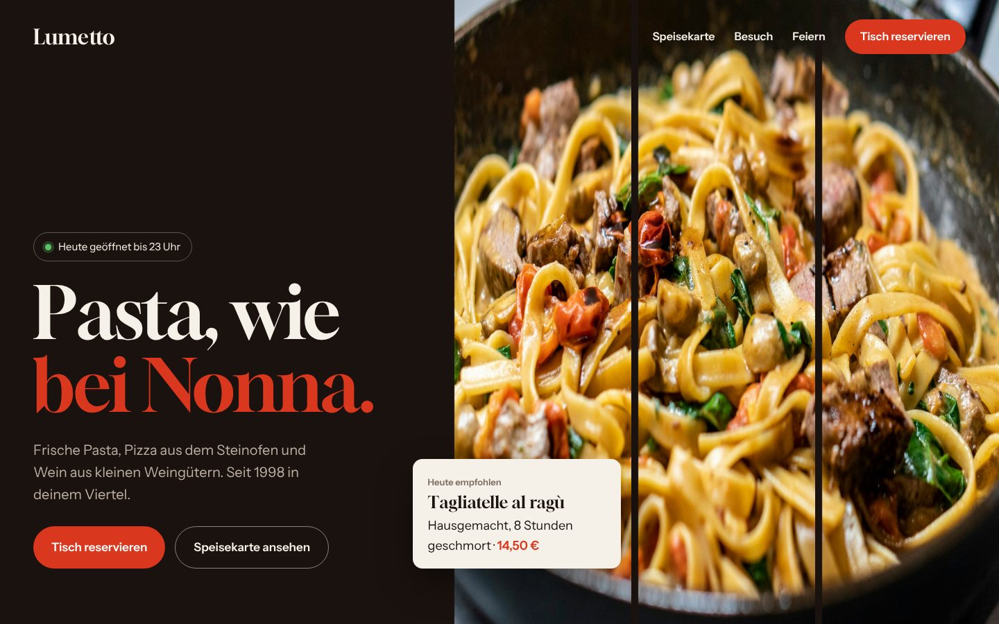 Neue Webseite derselben Trattoria